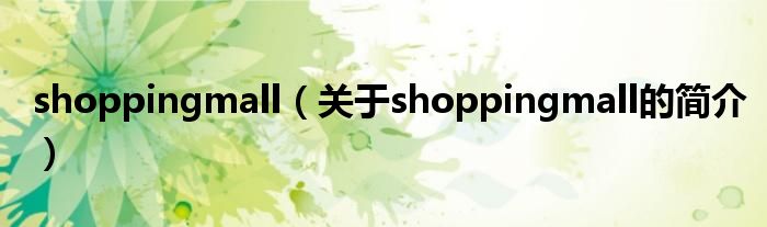 shoppingmall（關(guān)于shoppingmall的簡介）