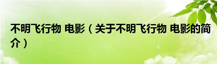 不明飛行物 電影（關(guān)于不明飛行物 電影的簡介）