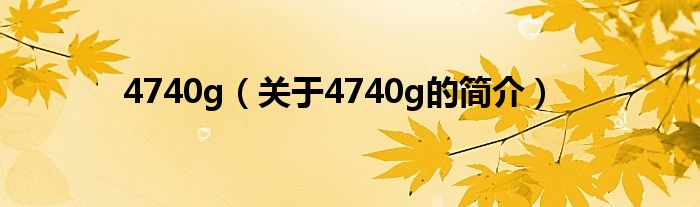 4740g（關(guān)于4740g的簡介）