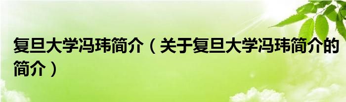 復(fù)旦大學(xué)馮瑋簡介（關(guān)于復(fù)旦大學(xué)馮瑋簡介的簡介）