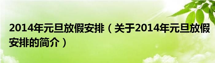 2014年元旦放假安排（關(guān)于2014年元旦放假安排的簡介）