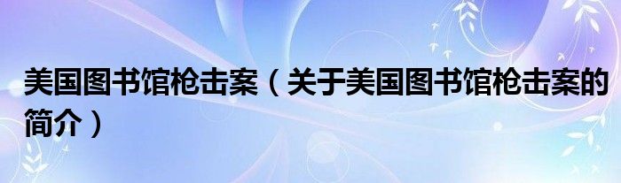 美國圖書館槍擊案（關于美國圖書館槍擊案的簡介）