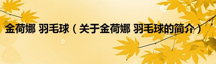 金荷娜 羽毛球（關(guān)于金荷娜 羽毛球的簡(jiǎn)介）