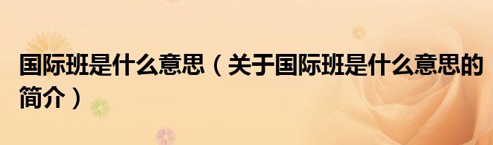 國際班是什么意思（關(guān)于國際班是什么意思的簡介）