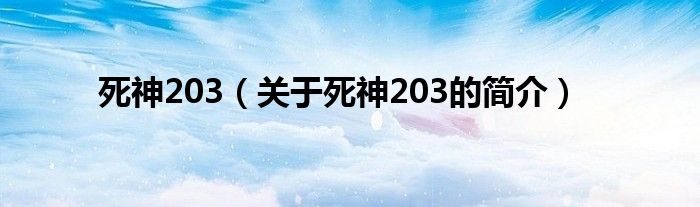 死神203（關(guān)于死神203的簡介）