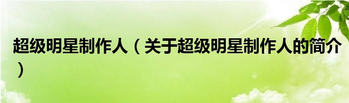 超級(jí)明星制作人（關(guān)于超級(jí)明星制作人的簡介）