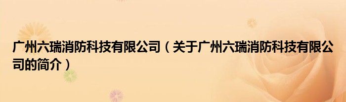 廣州六瑞消防科技有限公司（關(guān)于廣州六瑞消防科技有限公司的簡介）