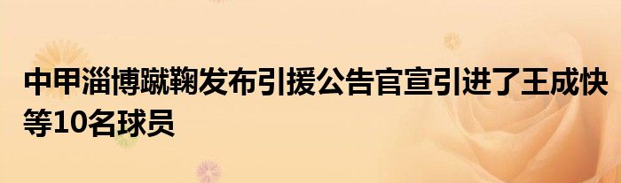 中甲淄博蹴鞠發(fā)布引援公告官宣引進(jìn)了王成快等10名球員