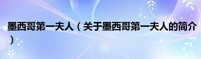 墨西哥第一夫人（關(guān)于墨西哥第一夫人的簡介）