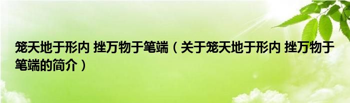 籠天地于形內(nèi) 挫萬物于筆端（關(guān)于籠天地于形內(nèi) 挫萬物于筆端的簡介）