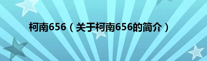 柯南656（關(guān)于柯南656的簡(jiǎn)介）