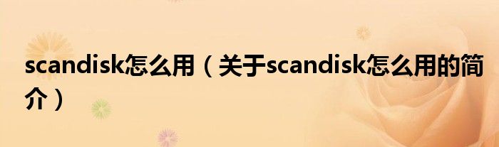 scandisk怎么用（關于scandisk怎么用的簡介）