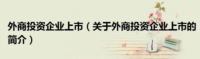 外商投資企業(yè)上市（關(guān)于外商投資企業(yè)上市的簡(jiǎn)介）