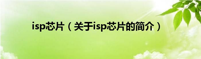 isp芯片（關(guān)于isp芯片的簡(jiǎn)介）