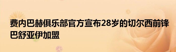 費內巴赫俱樂部官方宣布28歲的切爾西前鋒巴舒亞伊加盟