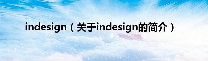 indesign（關(guān)于indesign的簡介）