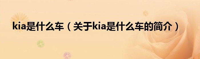 kia是什么車（關(guān)于kia是什么車的簡(jiǎn)介）