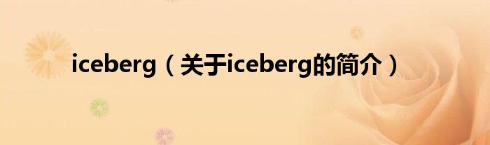 iceberg（關(guān)于iceberg的簡(jiǎn)介）