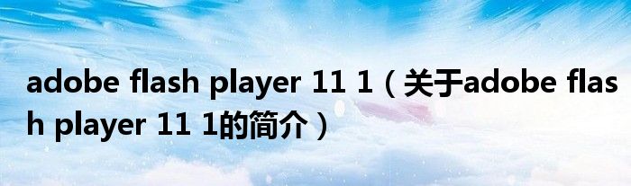 adobe flash player 11 1（關(guān)于adobe flash player 11 1的簡介）