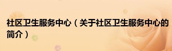 社區(qū)衛(wèi)生服務(wù)中心（關(guān)于社區(qū)衛(wèi)生服務(wù)中心的簡(jiǎn)介）