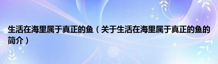 生活在海里屬于真正的魚（關(guān)于生活在海里屬于真正的魚的簡(jiǎn)介）