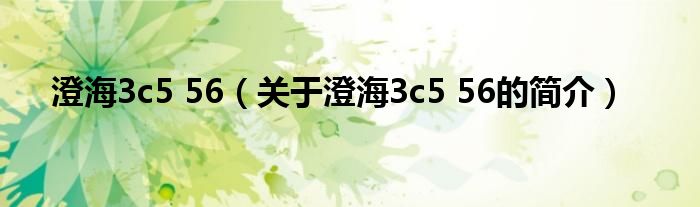 澄海3c5 56（關于澄海3c5 56的簡介）