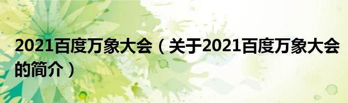 2021百度萬象大會（關(guān)于2021百度萬象大會的簡介）