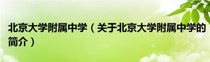 北京大學(xué)附屬中學(xué)（關(guān)于北京大學(xué)附屬中學(xué)的簡介）