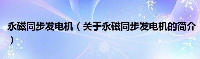 永磁同步發(fā)電機(jī)（關(guān)于永磁同步發(fā)電機(jī)的簡(jiǎn)介）