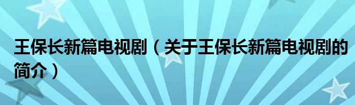 王保長新篇電視?。P(guān)于王保長新篇電視劇的簡介）