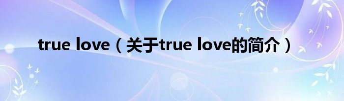 true love（關(guān)于true love的簡介）