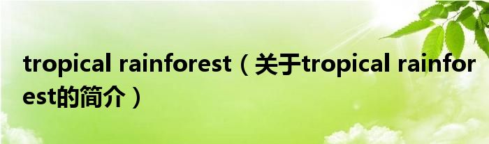 tropical rainforest（關(guān)于tropical rainforest的簡(jiǎn)介）