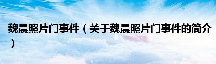 魏晨照片門(mén)事件（關(guān)于魏晨照片門(mén)事件的簡(jiǎn)介）