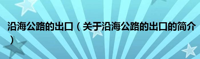 沿海公路的出口（關(guān)于沿海公路的出口的簡介）