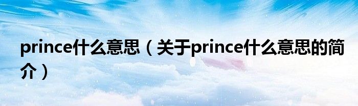 prince什么意思（關(guān)于prince什么意思的簡(jiǎn)介）