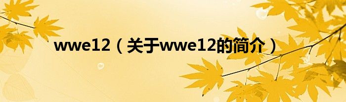 wwe12（關(guān)于wwe12的簡介）