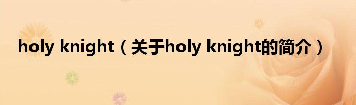 holy knight（關(guān)于holy knight的簡介）