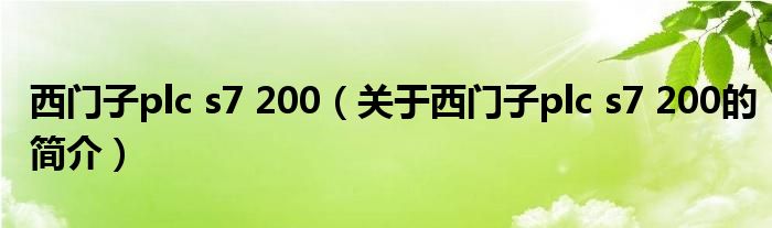 西門子plc s7 200（關于西門子plc s7 200的簡介）