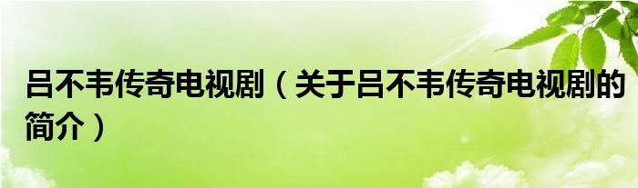 呂不韋傳奇電視劇（關(guān)于呂不韋傳奇電視劇的簡(jiǎn)介）