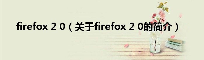 firefox 2 0（關(guān)于firefox 2 0的簡(jiǎn)介）