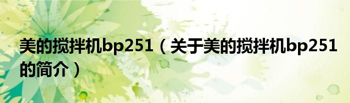 美的攪拌機(jī)bp251（關(guān)于美的攪拌機(jī)bp251的簡(jiǎn)介）