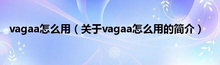 vagaa怎么用（關于vagaa怎么用的簡介）