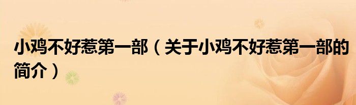 小雞不好惹第一部（關(guān)于小雞不好惹第一部的簡介）