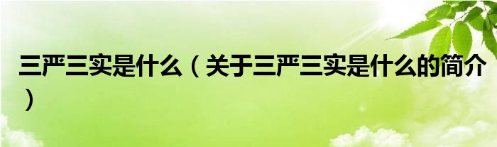 三嚴(yán)三實是什么（關(guān)于三嚴(yán)三實是什么的簡介）