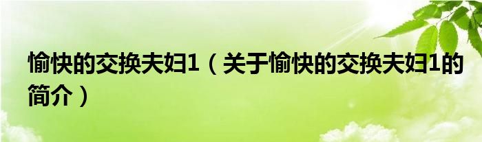 愉快的交換夫婦1（關(guān)于愉快的交換夫婦1的簡介）