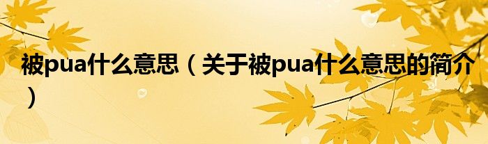 被pua什么意思（關(guān)于被pua什么意思的簡(jiǎn)介）