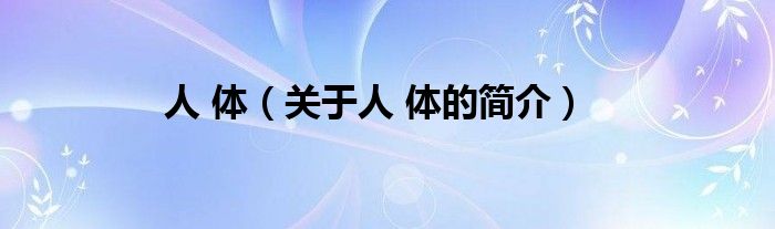 人 體（關(guān)于人 體的簡(jiǎn)介）