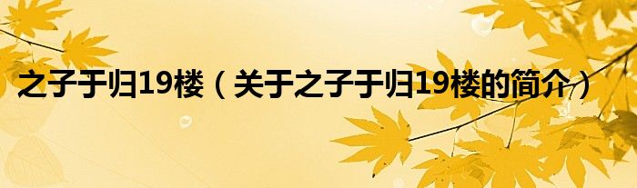 之子于歸19樓（關(guān)于之子于歸19樓的簡介）