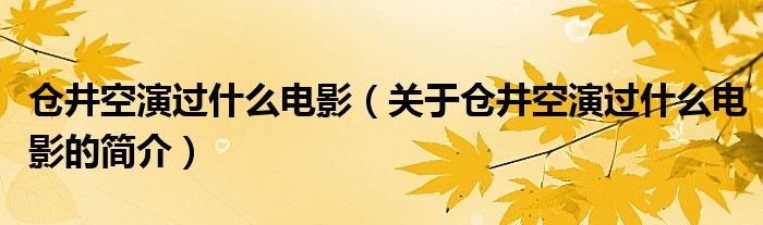 倉(cāng)井空演過(guò)什么電影（關(guān)于倉(cāng)井空演過(guò)什么電影的簡(jiǎn)介）