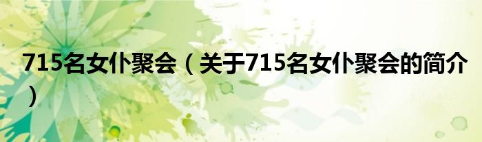 715名女仆聚會（關(guān)于715名女仆聚會的簡介）